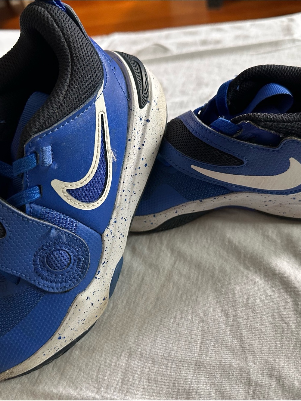 Nike Blue and White Kids Velcro Sneakers